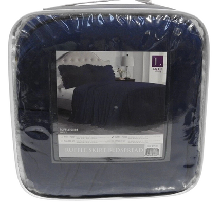 Lush Decor Ruffle Skirt Bedspread, Navy, Queen