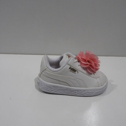 PUMA Baby Basket Flower AC INF Sneakers, Puma White-Pale Pink - 4 US