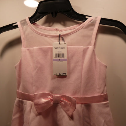 Calvin Klein Girls' Sleeveless Party Dress, Fit & Flare Silhouette, Sweet Pink,6