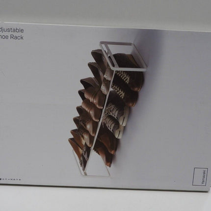 Yamazaki Home Adjustable Shoe Rack-Spacesaving Storage Solution, One Size, White
