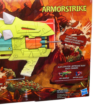 Nerf Dinosquad Armorstrike Dart Blaster, 8-Dart Rotating Drum, Drop Grip