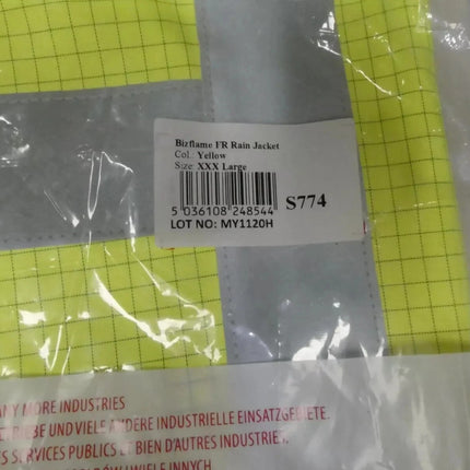 Portwest Mens Bizflame Hi-Vis Multi Lite Rain Jacket, Yellow, 3X-Large