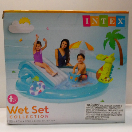 Intex Gator 6.6' x 5.6' x 4" Outdoor Inflatable Kiddie Pool Water Play Swim Cent