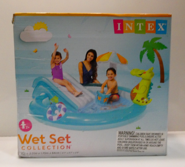 Intex Gator 6.6' x 5.6' x 4" Outdoor Inflatable Kiddie Pool Water Play Swim Cent