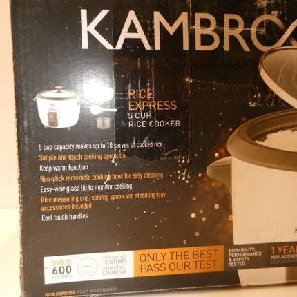 Kambrook Rice Express 5 Cup Rice Electric Pot Cooker KRC150WHT