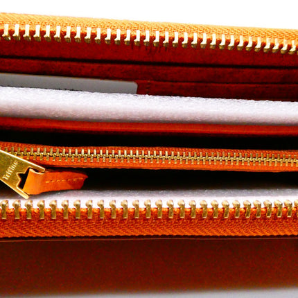 TRIFINE Concrete Leather Zip Wallet, Tan, C01W32