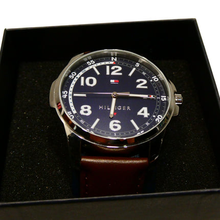 Tommy Hilfiger Table Brown Leather Navy Dial Men's Watch