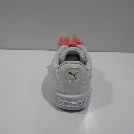 PUMA Baby Basket Flower AC INF Sneakers, Puma White-Pale Pink - 4 US