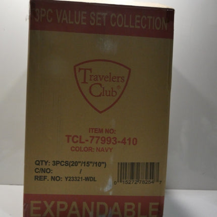 Travelers Club 3-Piece ABS Spinner Expandable Luggage Set - Navy Blue