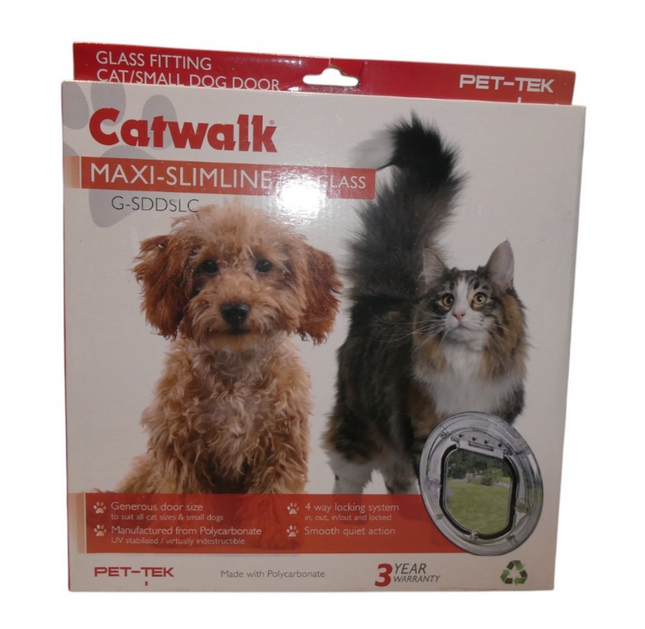 Pet-Tek Glass Fitting Pet Door Maxi Slimline - Clear 30.4Cm Dia.