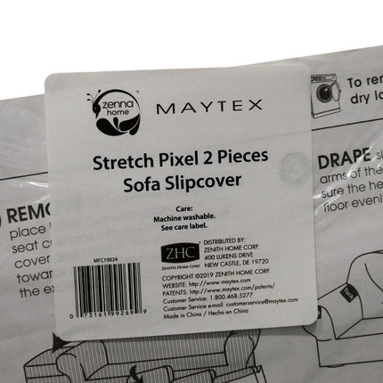 Maytex Pixel Stretch 2-Piece Slipcover Sofa, Polyester-Blend, Sand