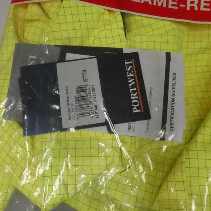 Portwest Mens Bizflame Hi-Vis Multi Lite Rain Jacket, Yellow, 3X-Large