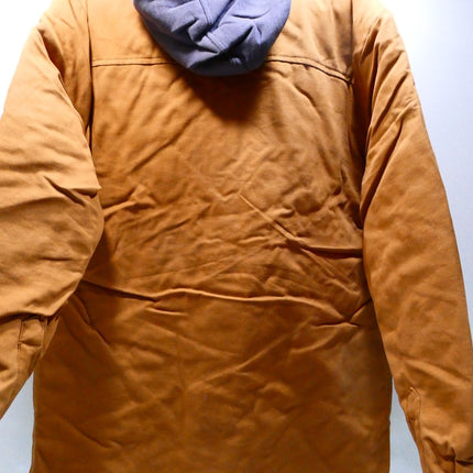 Dickies Men's Fleece Hooded Duck Shirt Jacket With Hydroshield, Brown Duck, X-Sm