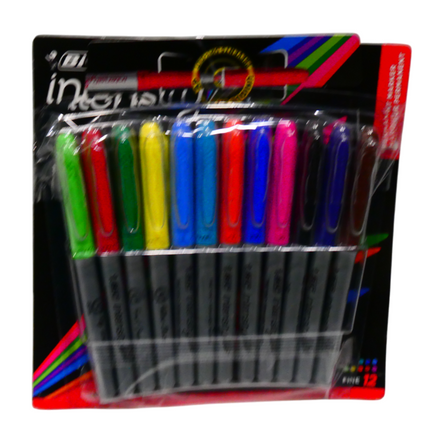 BIC Intensity Permanent Markers Fine Point - Pack of 12 – Assorted Colours, Low