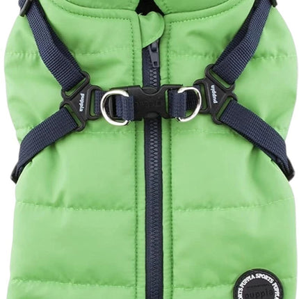 Puppia Smart Tag PAPD-VT1366 Authentic Mountaineer II Winter Vest, Green - Large