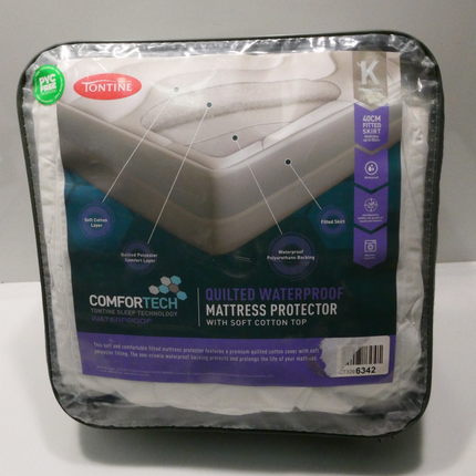 Tontine Quilted Waterproof Mattress Protector Size King , 183 x 203cm