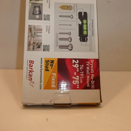 Barkan TV Wall Mount, 29-75 inch Fixed, Drywall No Stud No Drill Flat/Curved Scr