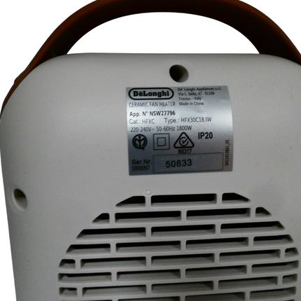 De'Longhi Capsule Fan Heater, Self-Regulating Ceramic Heater HFX30C18.IW, Ivory