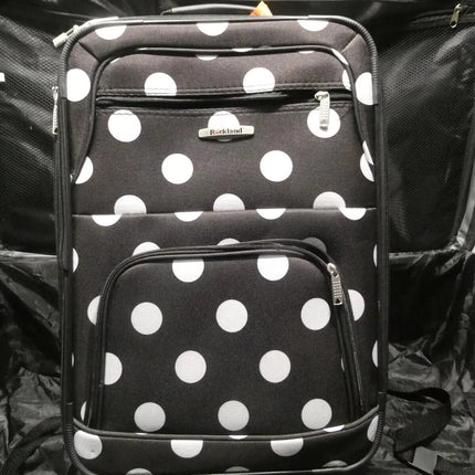 Rockland Vara Softside 3-Piece Upright Luggage Set, Black dot, 3-Piece Set