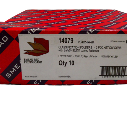 Smead Pressboard Classification File Folder with SafeSHIELD Fasteners, 2 Pocket