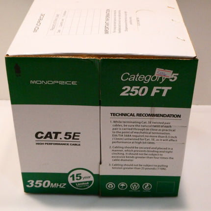 Monoprice Cat5e Ethernet Bulk Cable - Network Internet Cord - Solid, 350Mhz, UTP