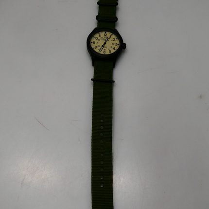 TIMEX Men's Expedition Scout 40mm Black Case, Cream Dial, Green Fabric Strap Wat