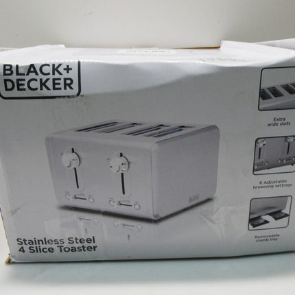 Black + Decker BD4250 Toaster 4 Slice, Stainless Steel