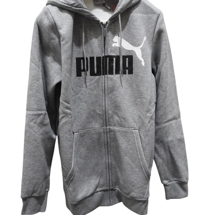 PUMA ESS+ 2 Col FZ Hoodie Fleece, Small Gray Heather