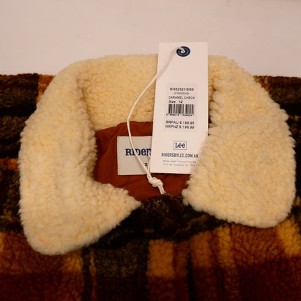 Riders By Lee Women's Teddy Sherpa Coat, Caramel Check, Size - 12
