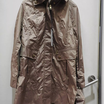 Cole Haan Women's Packable Hooded Rain Jacket with Bow, Champagne, X-Small Petit