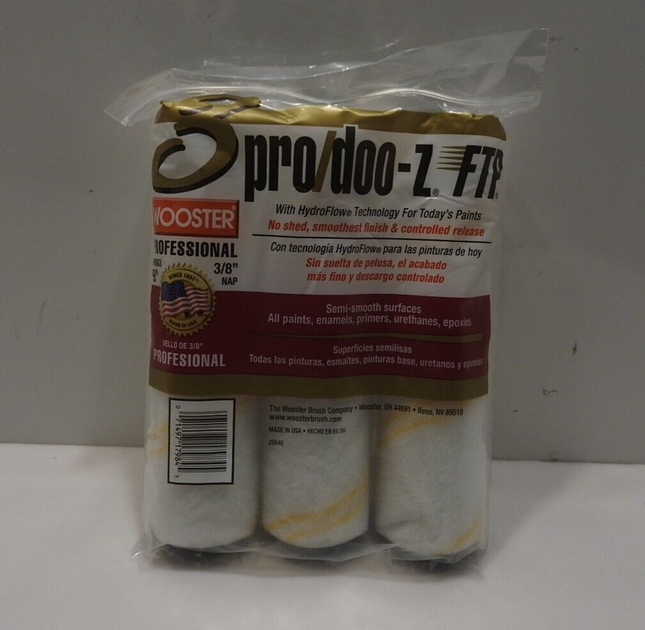 The Wooster Brush Company RR663-9 Pro Doo Z FTP Roller Cover 3/8-Inch Nap, 3-Pac