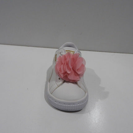 PUMA Baby Basket Flower AC INF Sneakers, Puma White-Pale Pink - 4 US