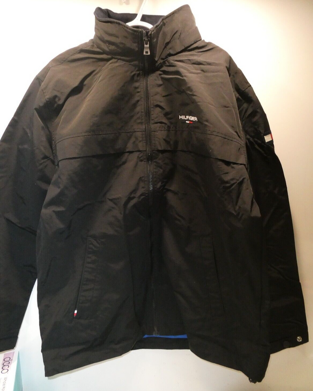 Tommy Hilfiger Men's LIC STOWAWAY HOODED JACKET BLACK, Black - Large