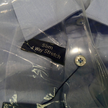 Abelard Men's 4 Way Stretch Poplin Slim Fit Dress Shirt, Sky, XL