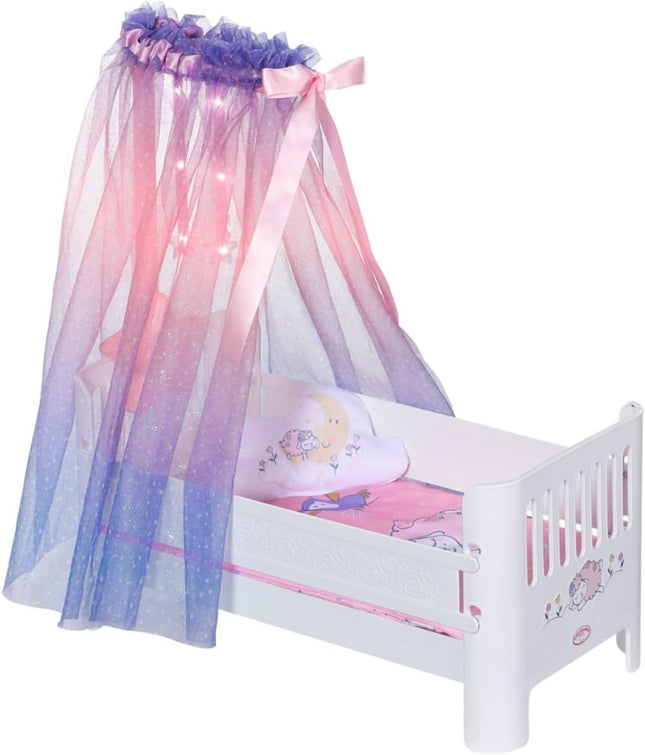 Baby Annabell Sweet Dreams Bed, Doll Bed with Light-Up Canopy, Mattress, Matchin