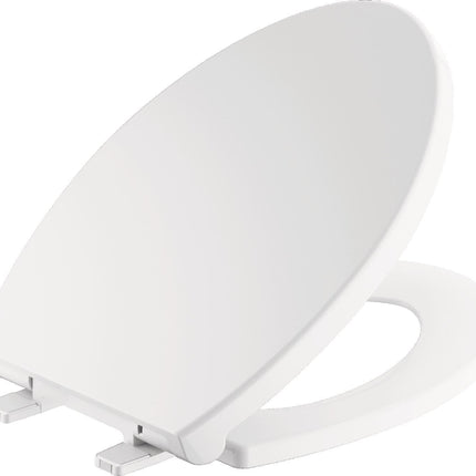 Faucet Morgan Elongated Slow-Close White Toilet Seat with Non-Slip Seat Bumpers,