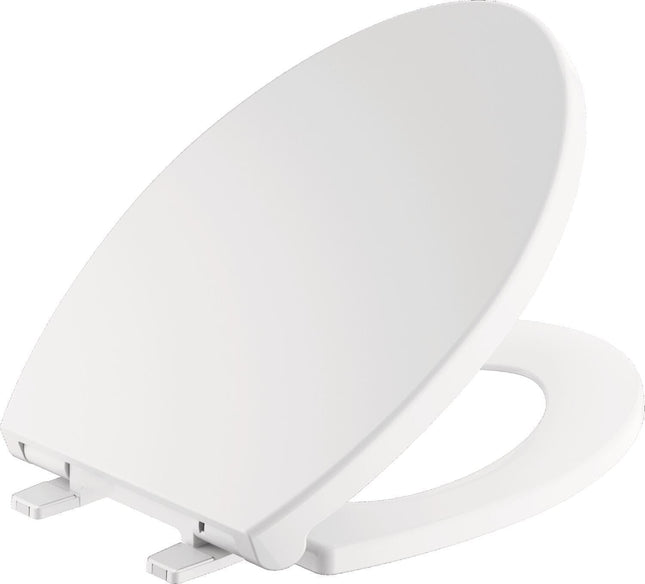 Faucet Morgan Elongated Slow-Close White Toilet Seat with Non-Slip Seat Bumpers,