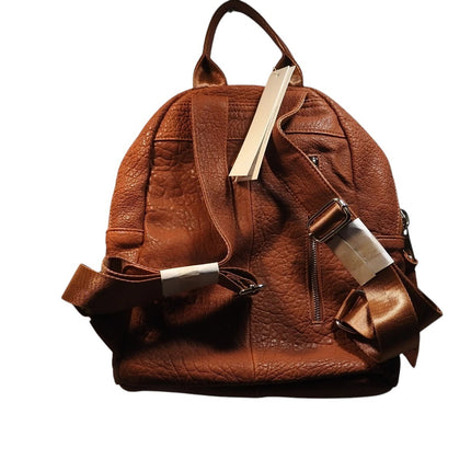 Trifine Unisex Pebbled Leather Backpack Handbag, Tan, One Size