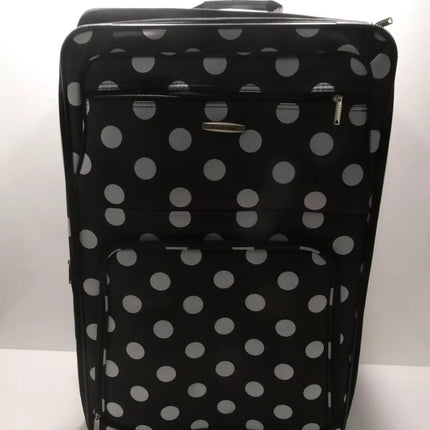 Rockland Vara Softside 3-Piece Upright Luggage Set, Black dot, 3-Piece Set