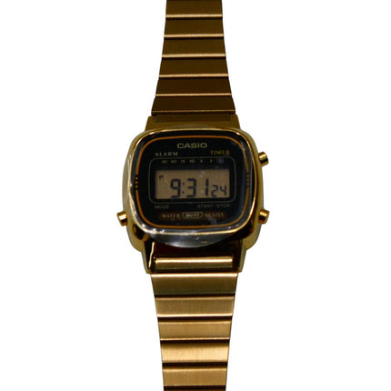 Casio LA670WGA-1UR Womens Black Digital Watch with Gold Band