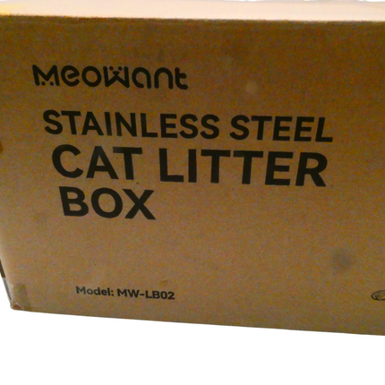 Meowant Stainless Steel Cat Litter Box with Lid, Extra Large Litter Box for Big