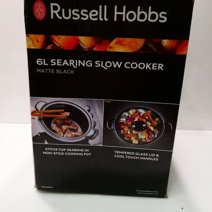 Russell Hobbs 6L Searing Slow Cooker, RHSC650BLK, Digital 3 Heat Settings and Ti