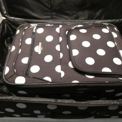 Rockland Vara Softside 3-Piece Upright Luggage Set, Black dot, 3-Piece Set
