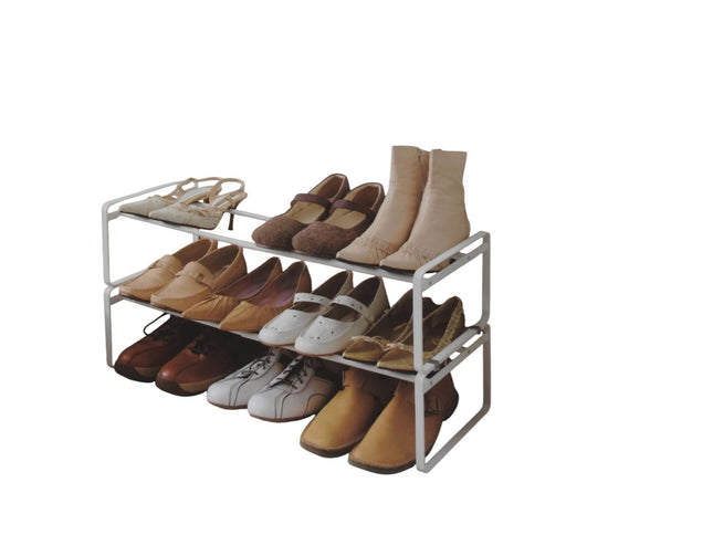 Yamazaki Home Adjustable Shoe Rack-Spacesaving Storage Solution, One Size, White