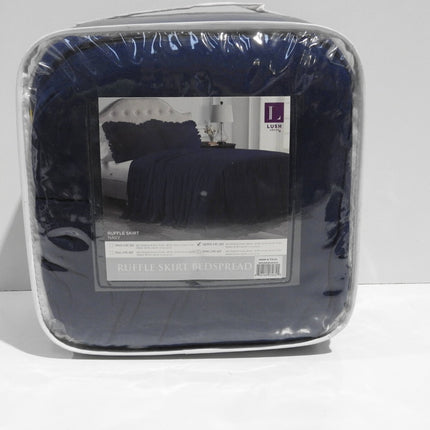 Lush Decor Ruffle Skirt Bedspread, Navy, Queen