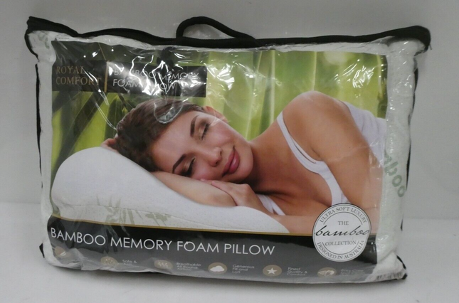 Royal Comfort Pillow Memory Foam Bamboo Covered Moisture Wicking Breathable Comf