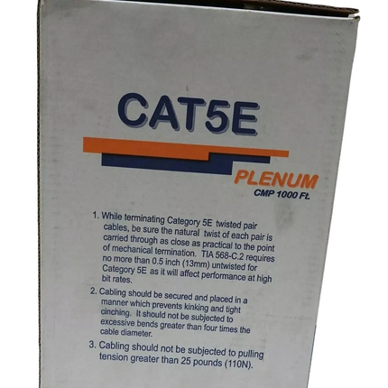 Monoprice 1000FT 24AWG Cat5e 350MHz UTP Solid_ Plenum (CMP)_ Bulk Ethernet Bare