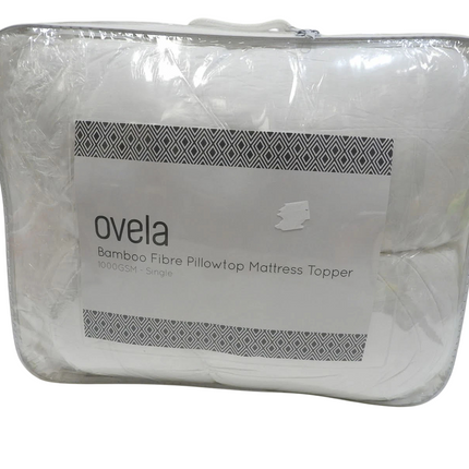 Ovela 1000GSM Bamboo Fibre Pillowtop Mattress Topper (Single)