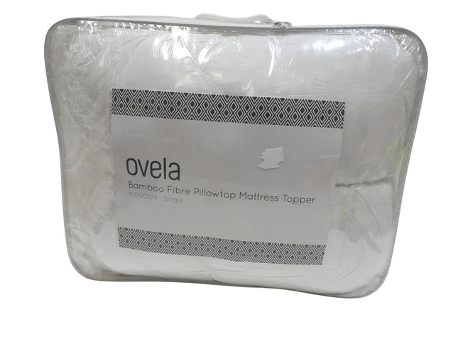 Ovela 1000GSM Bamboo Fibre Pillowtop Mattress Topper (Single)