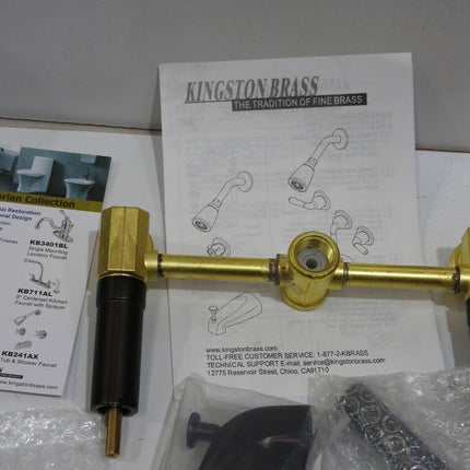 Kingston Brass KB245AX Twin Handle Tub and Shower Faucet with Decor Cross Handle